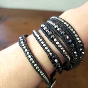 Chan Luu Wrap Bracelet/Necklace woven leather black